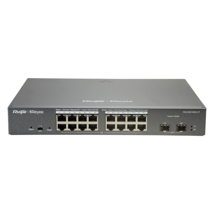 Коммутатор REYEE RG-ES218GC-P, управляемый, 11 портов Gigabit PoE