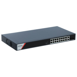 Hikvision DS-3E1520HP-SI-16P2T2F 16 portu PoE+ Gigabit viedais pārvaldāms slēdzis ar 2 RJ45 un 2 SFP augšupielādes portiem