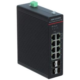 Hikvision DS-3T1512HP-SI-8P4FKIT(75W) 12-портовый неуправляемый PoE-коммутатор, 8 портов PoE+, бюджет 75 Вт, 10/100 Мбит/с