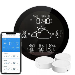 Meteorologinė stotis su 3 belaidžiais TUYA WiFi jutikliais