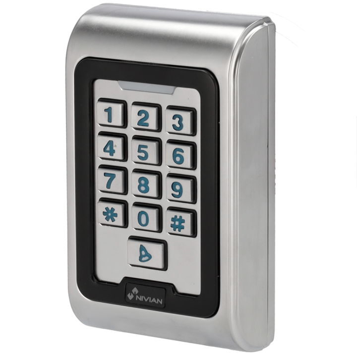 NIVIAN RETAIL NV-ACCESS-PIN-RFID-W välistingimustes kasutatav RFID-klaviatuur PIN-koodi juurdepääsuga, IP65 ilmastikukindel, val