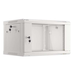 Lanberg LANB-19-06U-450-S Seinäasennus 19" Telinekaappi 6U 600x450mm Harmaa lasiovi