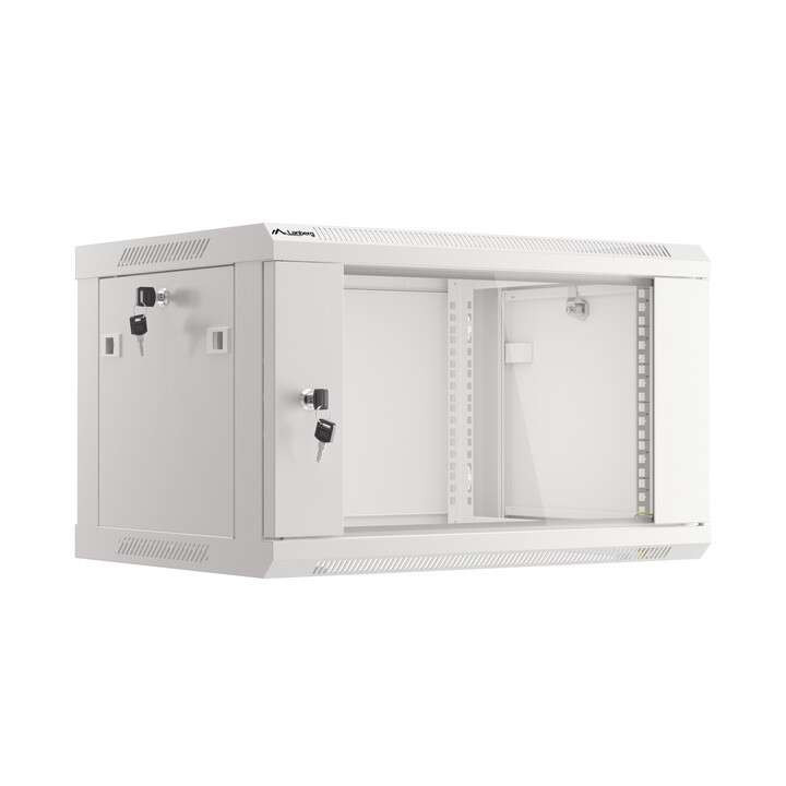 Lanberg LANB-19-06U-450-S Seinäasennus 19" Telinekaappi 6U 600x450mm Harmaa lasiovi