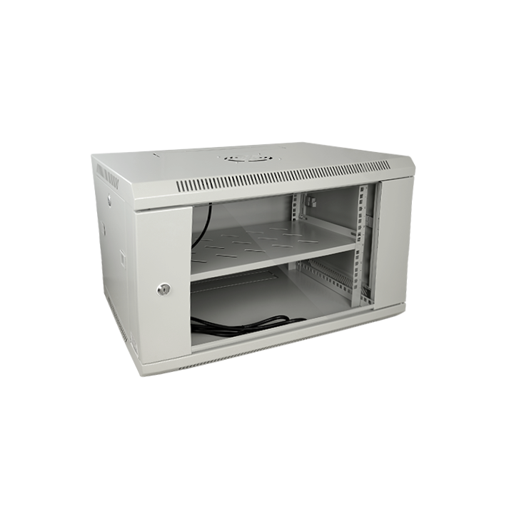MARCA BLANCA RACK-6UG 6U 19 colių sieninė tinklinė spintelė su stiklinėmis durelėmis