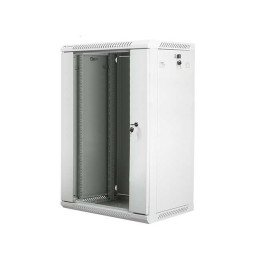 Lanberg 19" 18U 600x450 Wall-Mount Rack Cabinet, Glass Door, Grey (Flat-Pack V2)