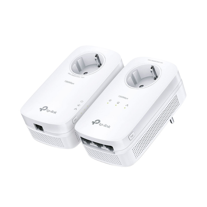 TP-Link TL-PA8033P KIT AV1300 Gigabit Caurlaides Powerline Starter komplekts – Ethernet caur elektrības vadiem ar 16A kontaktlig