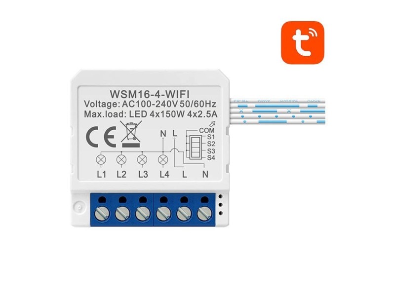 Smart Switch modulis WiFi WSM16-W4 TUYA Avatto