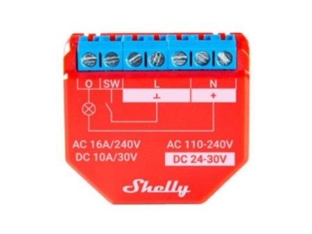 Wi-Fi Smart Relay Plus 1PM, 1 kanāls 16A, ar jaudas mērīšanu Shelly