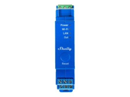 DIN Rail Smart Switch Pro 1 ar sausiem kontaktiem, 1 kanÄls Shelly