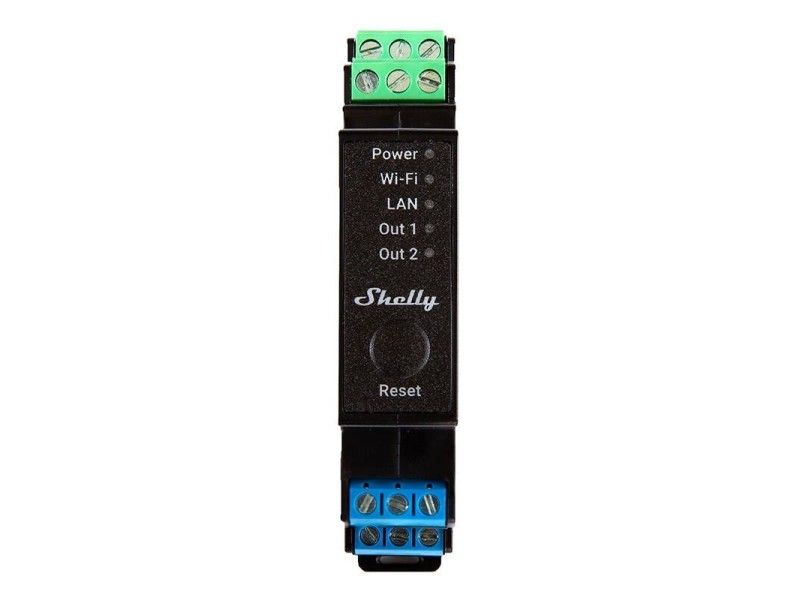 DIN Rail Smart Switch Pro 2PM ar jaudas mērīšanu, 2 kanāli Shelly