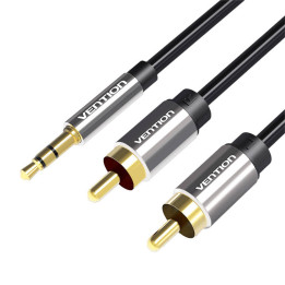 Kaapeli Audio 2xRCA - 3,5mm Tuuletus BCFBD 0,5m (musta)