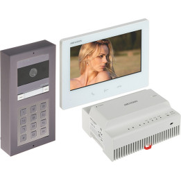 Hikvision DS-KIS704EY-ACW2/Aluminum 2-vadu HD video domofona komplekts ar IP65 āra staciju