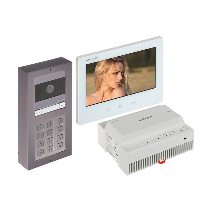 Hikvision DS-KIS704EY-ACW2/Aluminum 2-vadu HD video domofona komplekts ar IP65 āra staciju