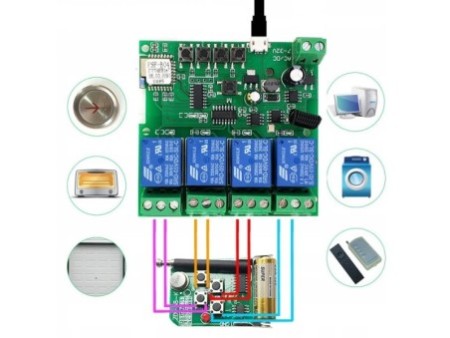 Sonoff 4CH DC 5-32V WiFi + RF433MHz beznapięciowy