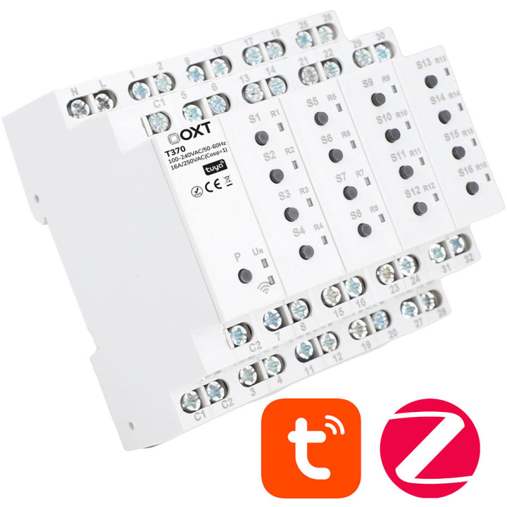 16-канальный модуль OXT ZigBee 3.0 с креплением на DIN-рейку Tuya