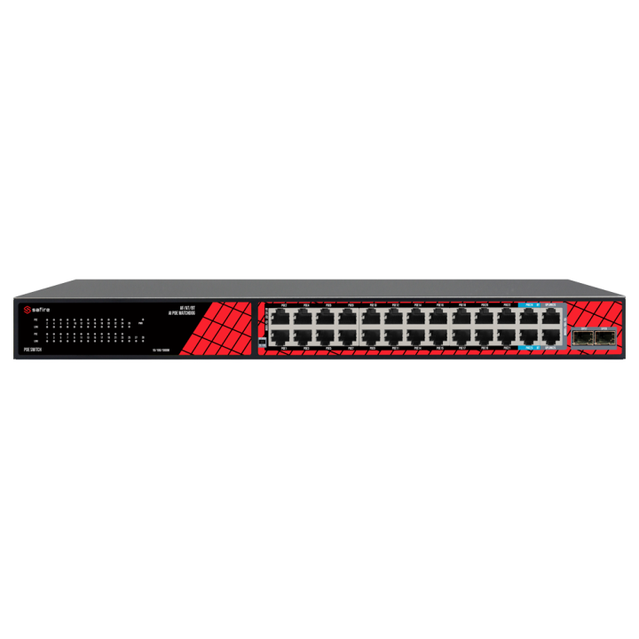 Коммутатор SAFIRE SF-SW2824HIPOE-MF-300, управляемый PoE, 21 порт, 10/100Mbps, 300W