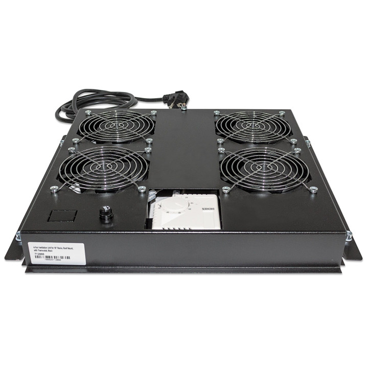 Intellinet 712866 Cooling Fan Unit for Network Cabinets, 4 Fans Thermostat-Controlled