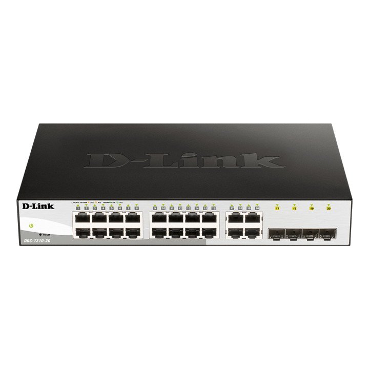 Управляемый коммутатор Gigabit (Managed Switch), D-Link DGS-1210-20/E, 20 портов, Layer2, Smart