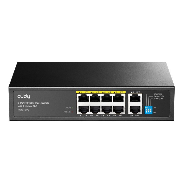 Cudy FS1010PG 8-Port 10/100M PoE+ Switch with 2 Gigabit Uplink Ports 120W Unmanaged