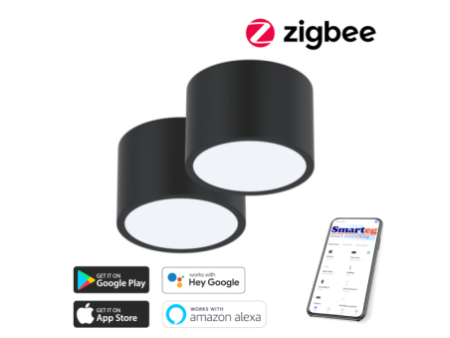 2x Smart šūnu lampa 15x15cm 12W melna Zigbee