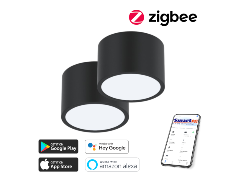 2x Smart šūnu lampa 15x15cm 12W melna Zigbee