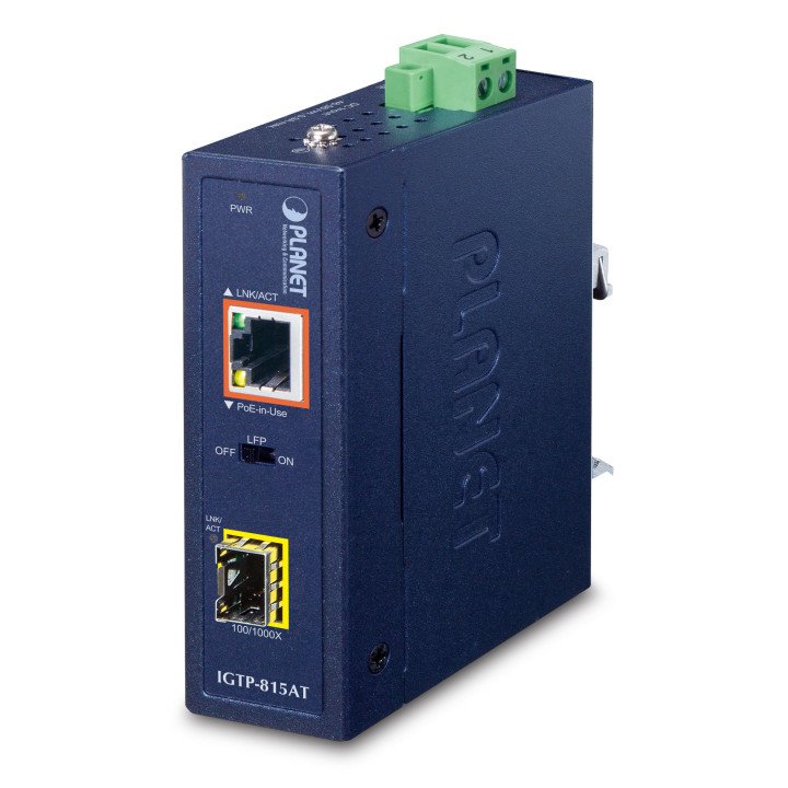 PLANET IGTP-815AT Teollinen PoE+ -mediakonvertteri