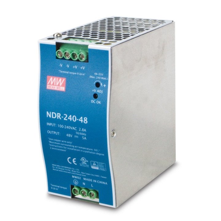 PLANET PWR-240-48 48V 240W DIN Rail Power Supply (NDR-240-48, Adjustable 48-56V DC)
