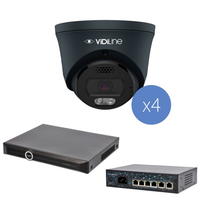 Набор для видеонаблюдения VidiLine KIT-8232-38D-4 IP с 4 Камерами 8Mpx, NVR Коммутатор