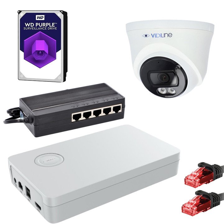 VidiLine ZES-14D-515-1 IP Surveillance Kit with 4MP Camera, PoE Switch, 1TB HDD