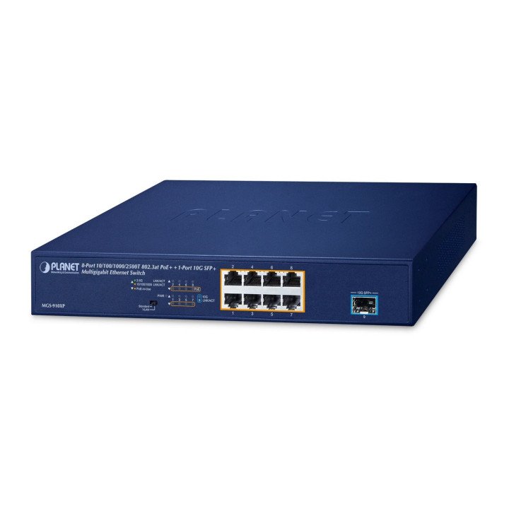 Planet MGS-910XP 8-Port 10/100/1000/2500T 802.3at PoE + 1-Port 10G SFP+ Multigigabit Ethernet Switch (120W PoE Budget)