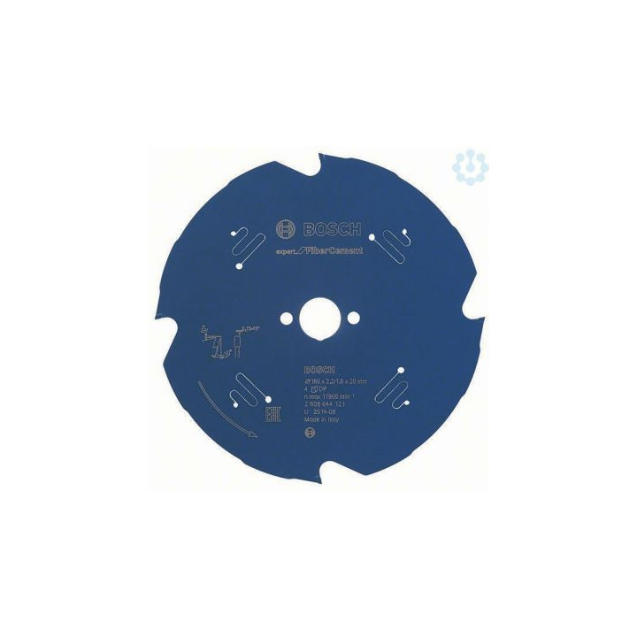 BOSCH 2608644121 FiberCement ripzāģa disks 160x20x2.2/1.6mm 4 zobi cements šķiedru griešanai