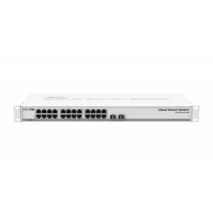 Управляемый сетевой коммутатор MikroTik CSS326-24G-2S+RM, 24x Gigabit Ethernet, 2x SFP+, PoE, 1U