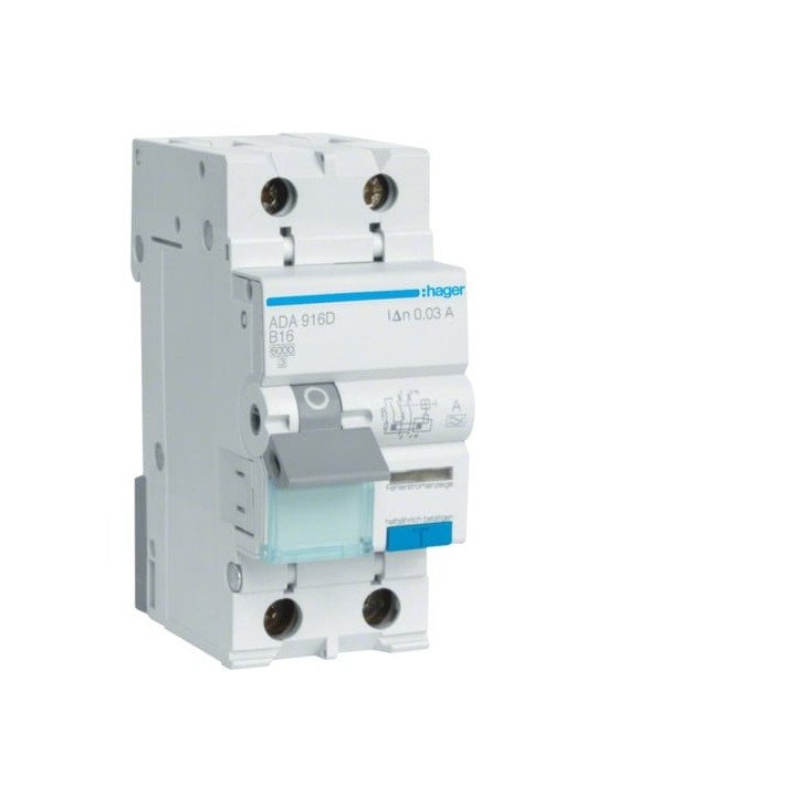 Hager ADA916D RCBO 1P+N 16A 30mA Type A 6kA