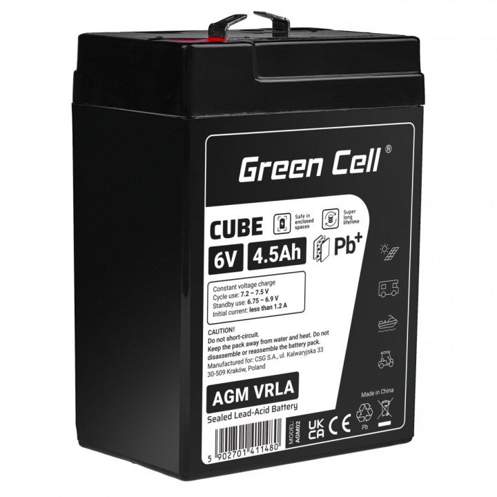 Green Cell AGM6V4-5AH-J 6V 4.5Ah AGM VRLA akumuliatorius