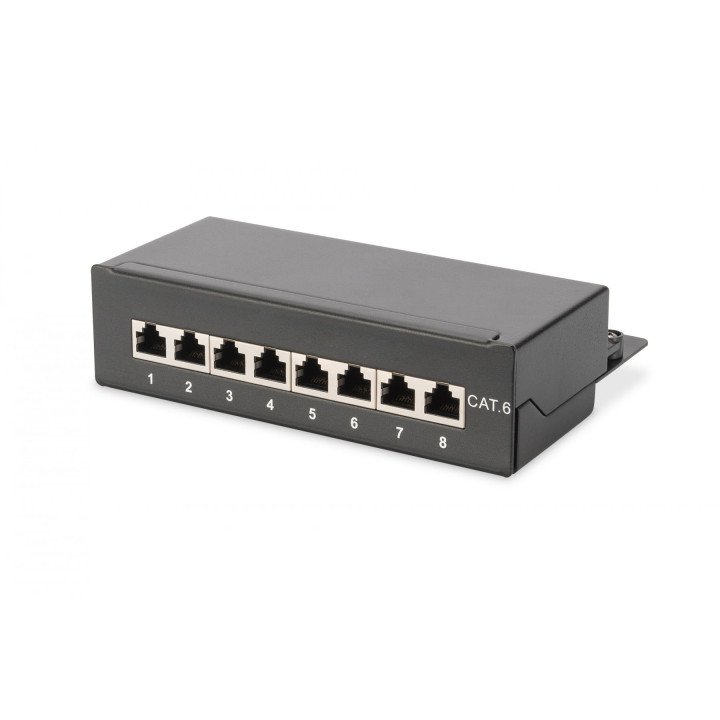 DIGITUS DN-91608SD Desktop CAT 6 Patch Panel, Shielded, 8-Port RJ45, LSA, Black