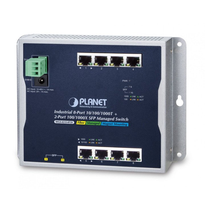 PLANET WGS-4215-8T2S hallittu Gigabit-kytkin 8+2 SFP