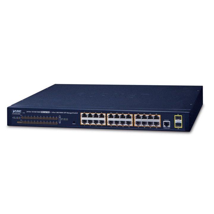 PLANET GS-4210-24P2S Managed PoE+ Gigabit Ethernet Switch, 24-Port + 2 SFP, 300W