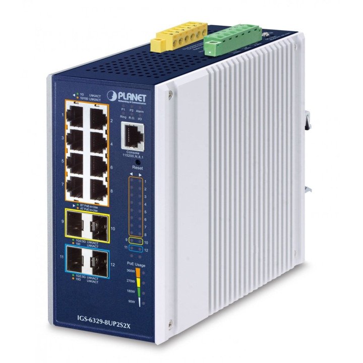PLANET IGS-6329-8UP2S2X Teollinen PoE++ kytkin 8x2.5G PoE