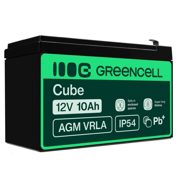 Green Cell AGM50 AGM VRLA 12V 10Ah Maintenance-Free Battery for UPS