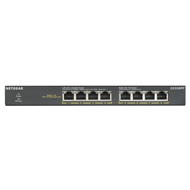Netgear GS308PP-100EUS 8-porttinen Gigabit PoE+ -kytkin