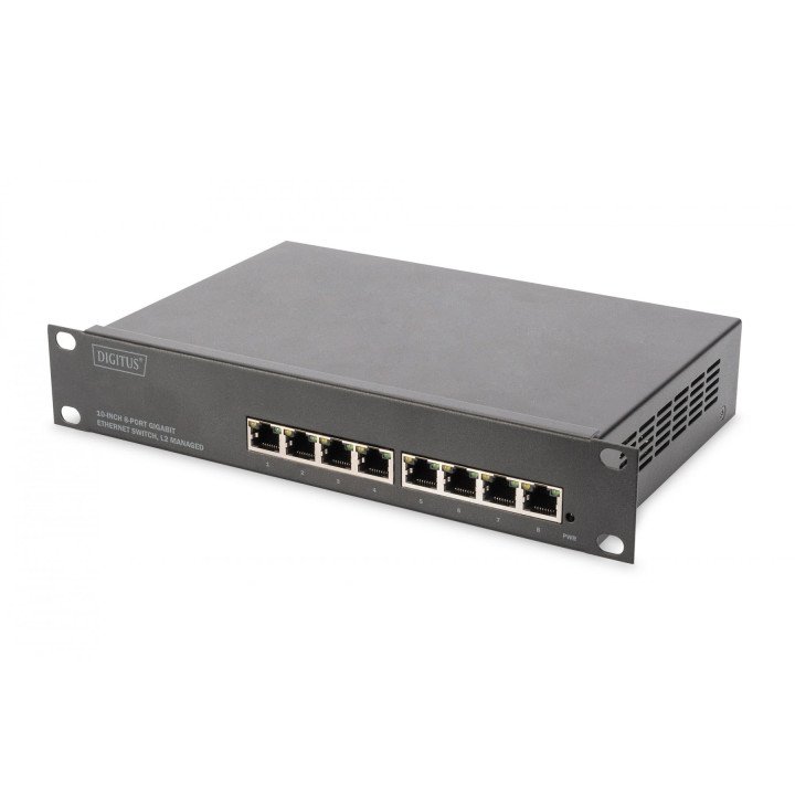 DIGITUS DN-80117 L2 Managed Gigabit Ethernet Switch 8-Port, 10 inch