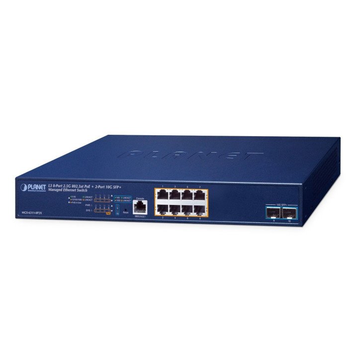 PLANET MGS-6311-8P2X Layer 3 Managed Ethernet Switch, 8-Port 2.5GBASE-T PoE+ 120W, 2-Port 10GBASE-X SFP+