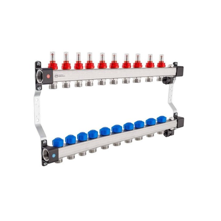 KAN-therm 1316157085 InoxFlow Manifold with Flow Meters and Valves for Actuators UFST 10 Circuits