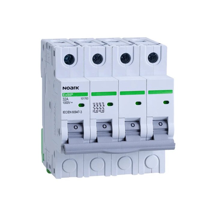Noark 101764 DC Isolator for Photovoltaic Applications, 4-Pole, 50A, 1000V DC
