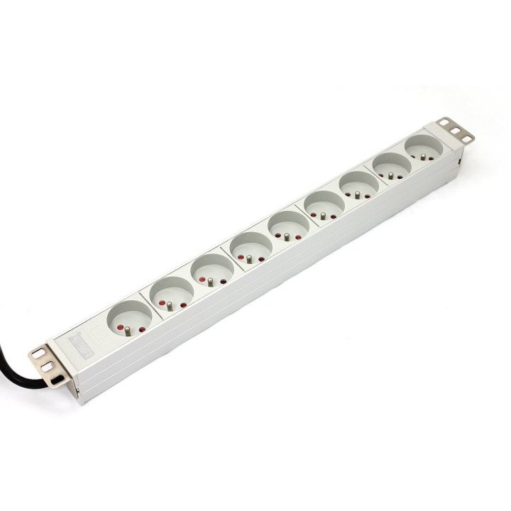 DIGITUS A-19-STRIP-3-IMP 19" PDU, 9x Type E Sockets, 16A, 1.8m, White
