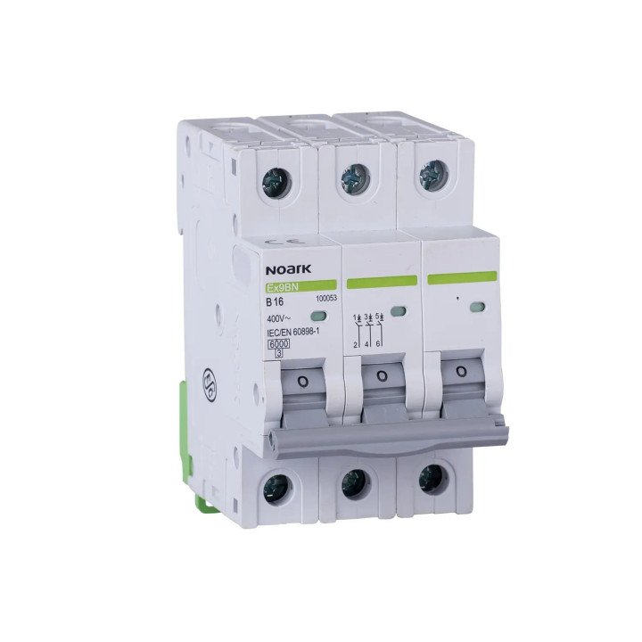 Noark 100049 Miniature Circuit Breaker, 6A, 3-Pole, Type B, 6kA