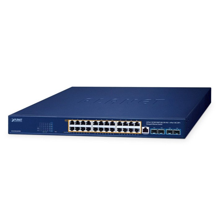 PLANET GS-4210-24UP4X 24-Port Gigabit PoE+ Managed Switch with 4 10G SFP+ Uplinks, 720W PoE Budget