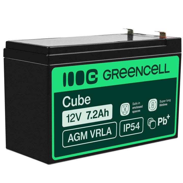 Green Cell AGM05 VRLA 12V 7.2Ah Maintenance-Free Battery