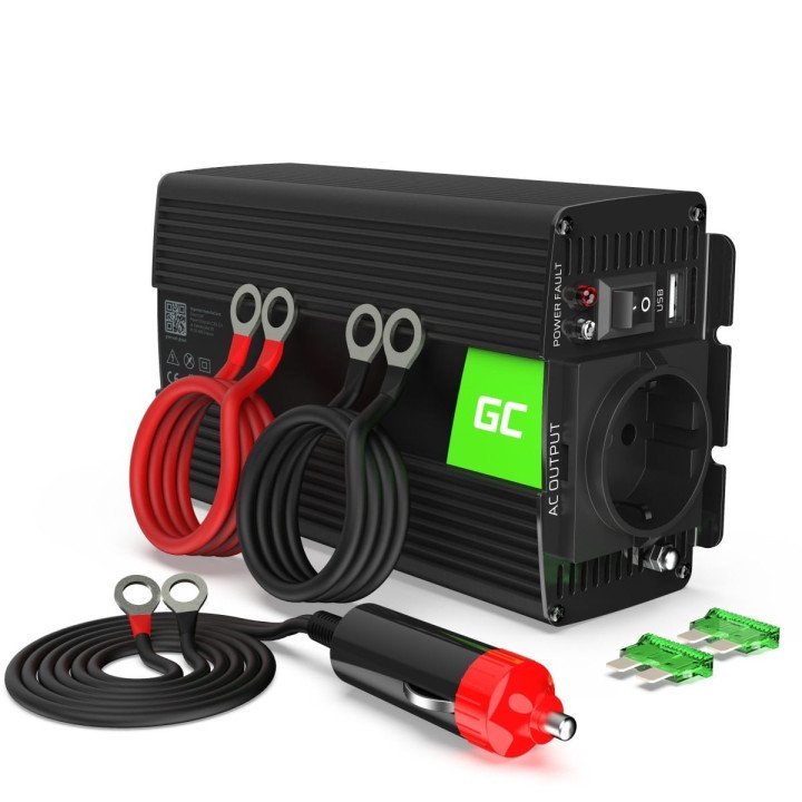 Green Cell INV16 500W grynas sinusinis keitiklis 12V-230V