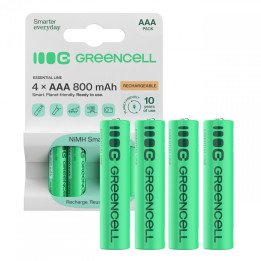 Green Cell Rechargeable Batteries 4x AAA HR03 800mAh